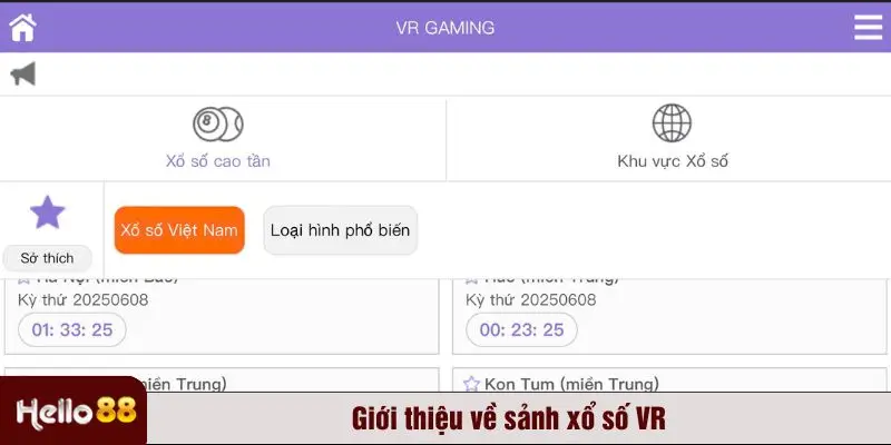 Giới thiệu về sảnh xổ số VR