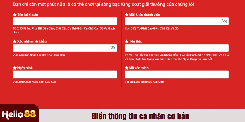 Điền thông tin cá nhân cơ bản