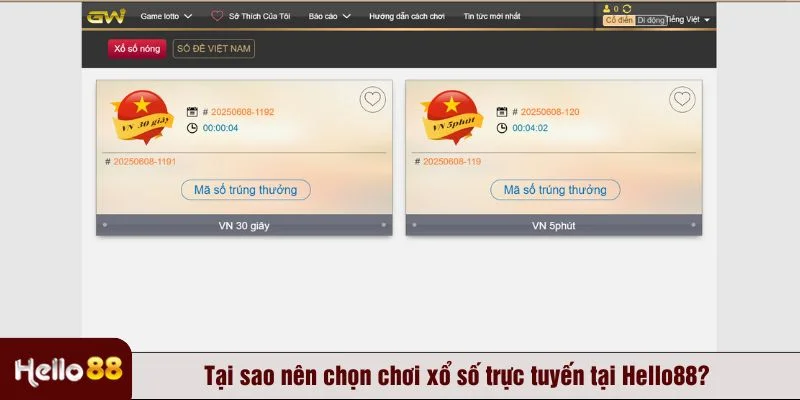 Hello88 không ngừng đổi mới và mở rộng danh mục xổ số trực tuyến